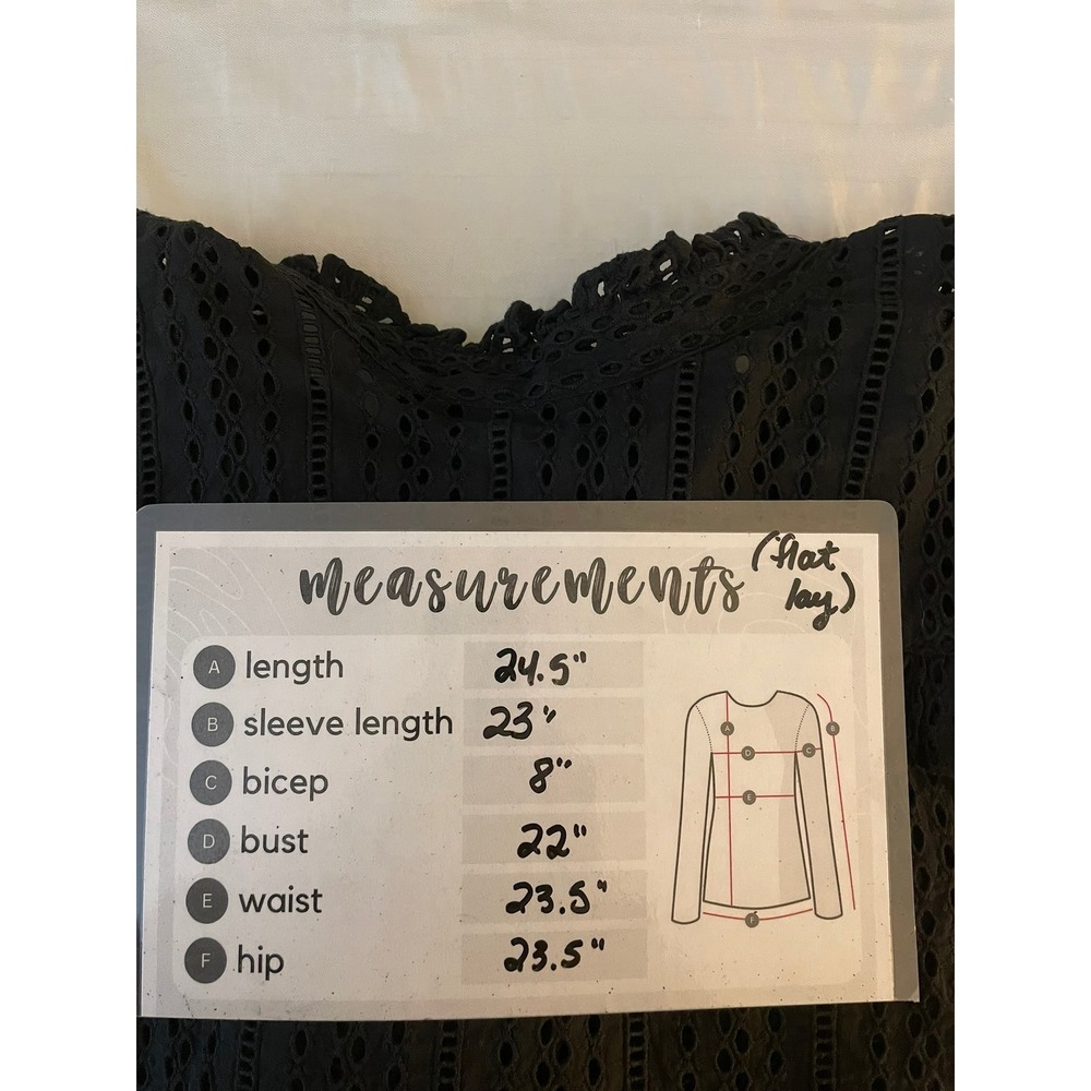 Madewell Large Black Eyelet Lace Ruffle Tie Neck Victorian Prairie Blouse - Picture 15 of 15